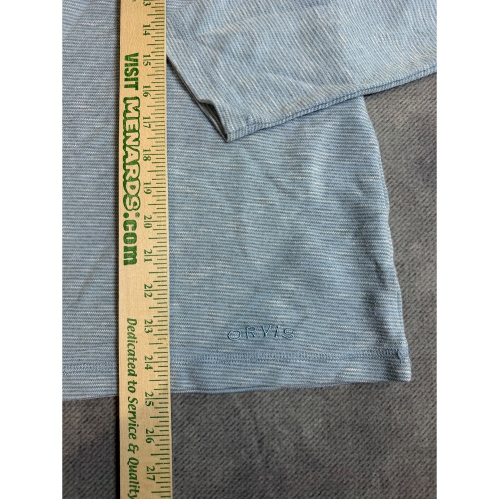 Orvis Classic Collection Mens Medium Blue Striped Long Sleeve Crew Neck (stain) - Picture 4 of 5